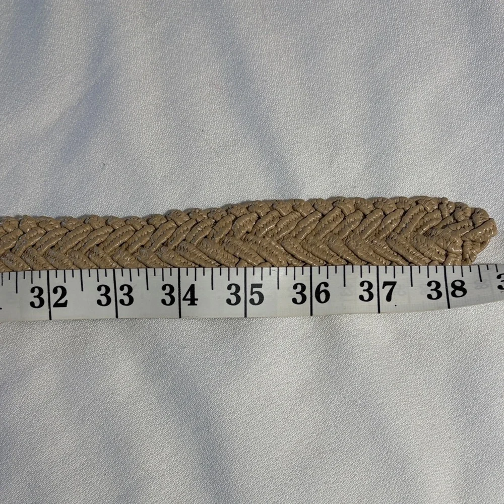 Braided Tan Belt with Brown Leather Accent